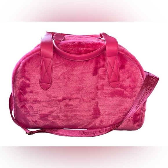 Juicy Couture Los Angeles NWT Juicy Hot Pink Faux Fur Weekend Travel Bag (P064) - Picture 3 of 12